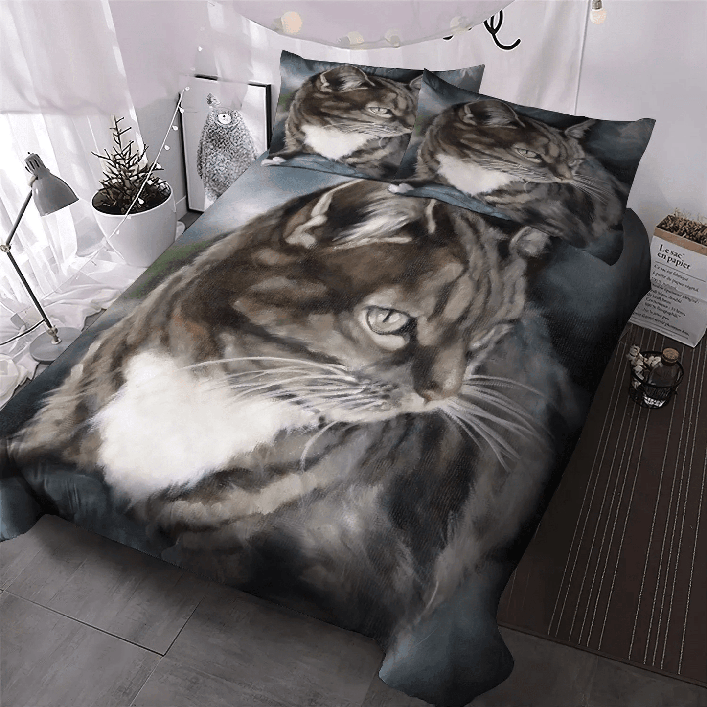 Cat Tracks Queen Size Bedding Set, Cat Paw Soft Duvet Cover Set, Cat Bedding set, Cat Bedding Set, Gifts for Cat