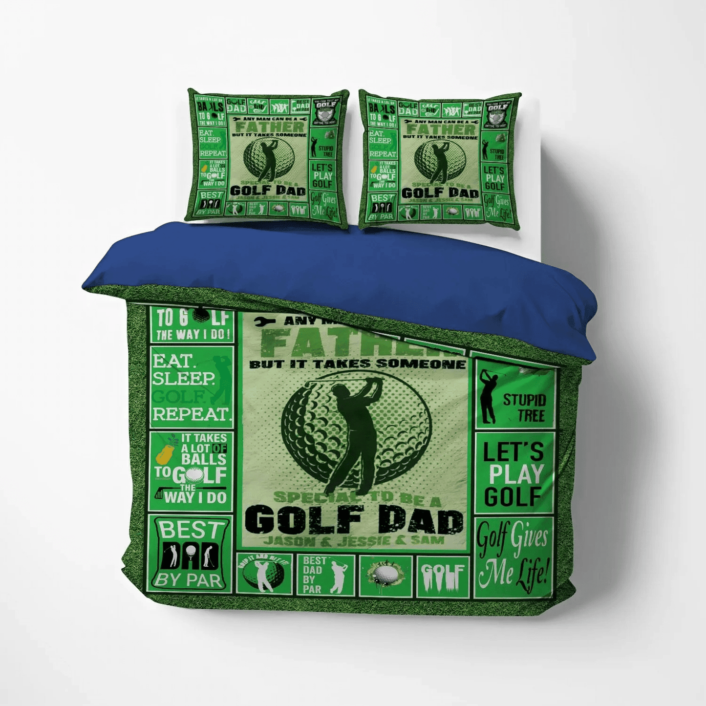 Golf Player Queen Size Bedding Set, Golf Clubs Bedding set, Great Dad Soft Duvet Cover Set, Golf Dad Personalized Bedding Set, Gifts for Father
