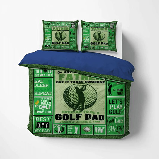 Golf Player Queen Size Bedding Set, Golf Clubs Bedding set, Great Dad Soft Duvet Cover Set, Golf Dad Personalized Bedding Set, Gifts for Father