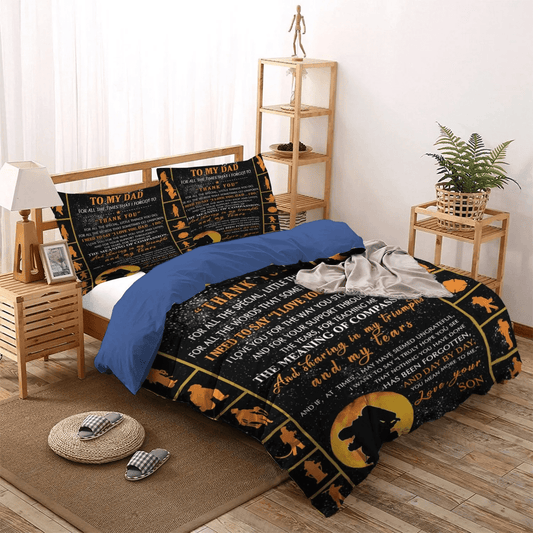 Funny Son King Size Bedding Set, Father And Son Soft Duvet Cover Set, To My Dad Firefighter Son Bedding Set, Gifts for Son