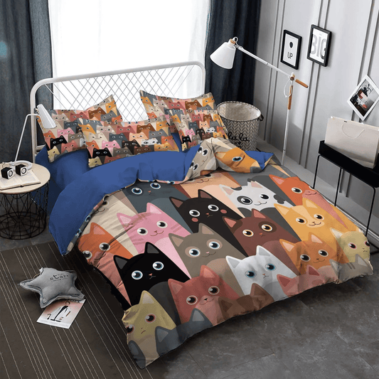 Cat Tracks Queen Size Bedding Set, Cat King Size Bedding Set, Cat Paw Soft Duvet Cover Set, Cat Bedding Set, Gifts for Cat