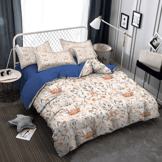 Floral Soft Duvet Cover Set, Peach Boy Riverside Bedding set, Earth Tone Floral Summer Peach Apricot PTS Bedding Set, Gifts for Peach