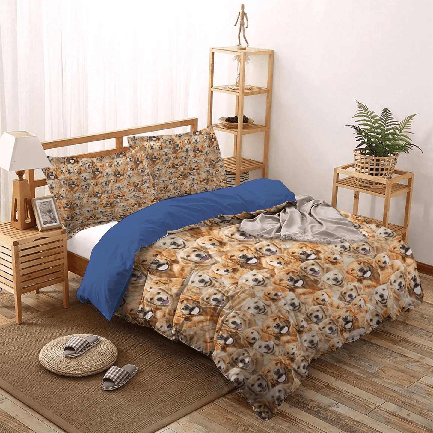 Golden Retriever Soft Duvet Cover Set, Golden Retrieve Mom King Size Bedding Set, Golden Retrievers Bedding Set, Gifts for Golden Retriever