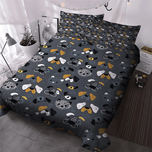 Cute Sleeping Chibi Dog Soft Duvet Cover Set, Chibi Dog Chibi Dog Chibi Dog Chibi Dog Queen Size Bedding Set, Dog Bedding Set, Gifts for Dog