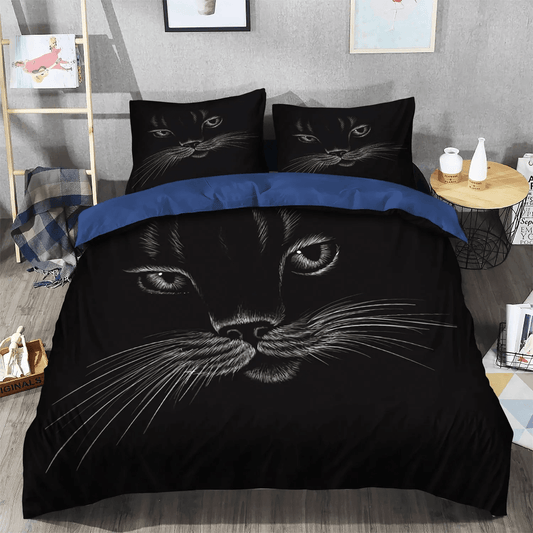 Black Cat Nsn Transparent Soft Duvet Cover Set, Halloween Black Cat Spiral King Size Bedding Set, Black Cat Bedding Set, Gifts for Black Cat