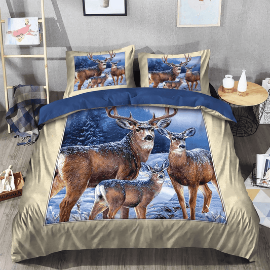 Funny Hunting Queen Size Bedding Set, Dear Deer Stag Head Bedding set, Deer Lover Soft Duvet Cover Set, Deer Hunting Bedding Set, Gifts for Deer
