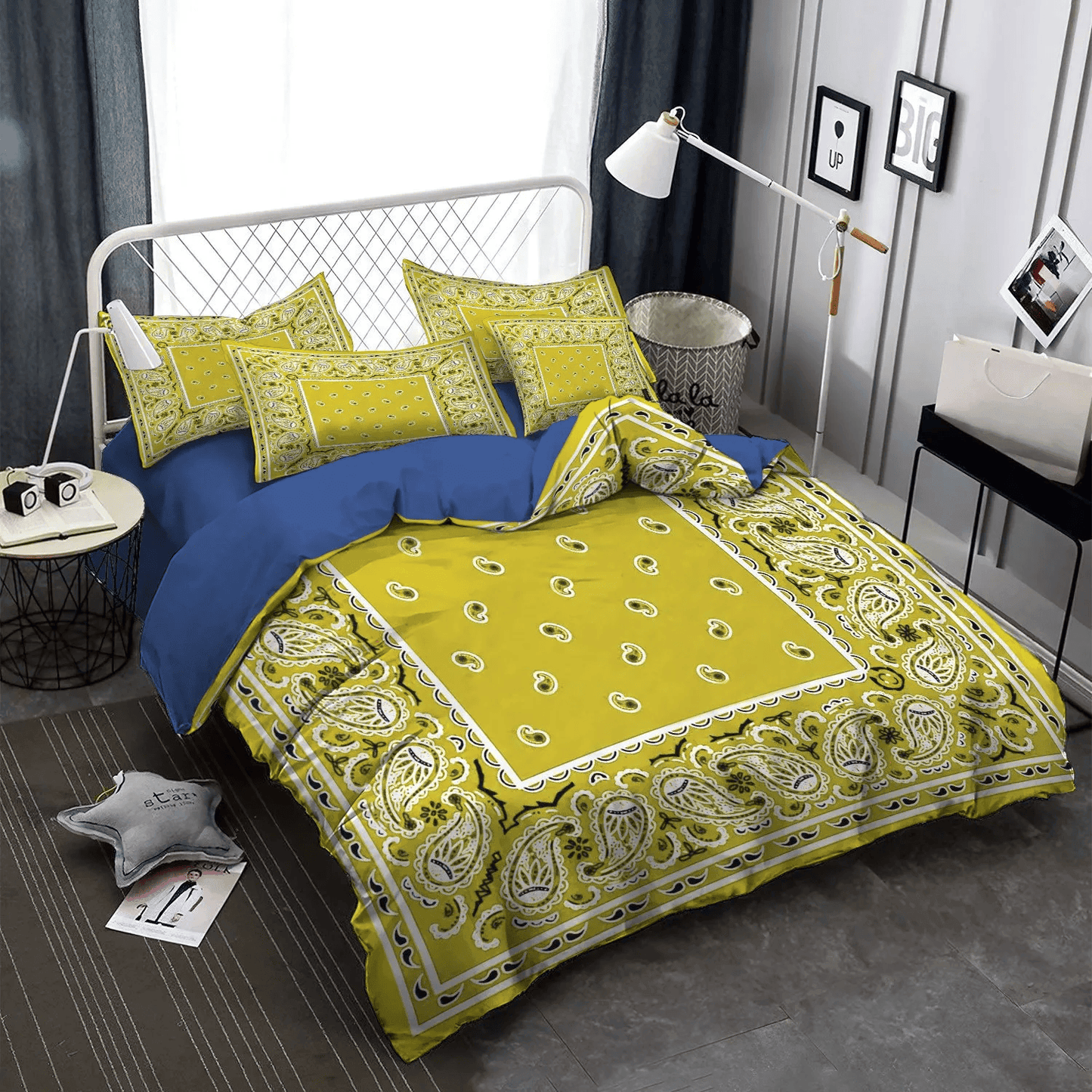 Bandana Bedding set, Horse Bandana Soft Duvet Cover Set, Sunshine Yellow Bandana Otpm B DNT Bedding Set, Gifts for Bandana