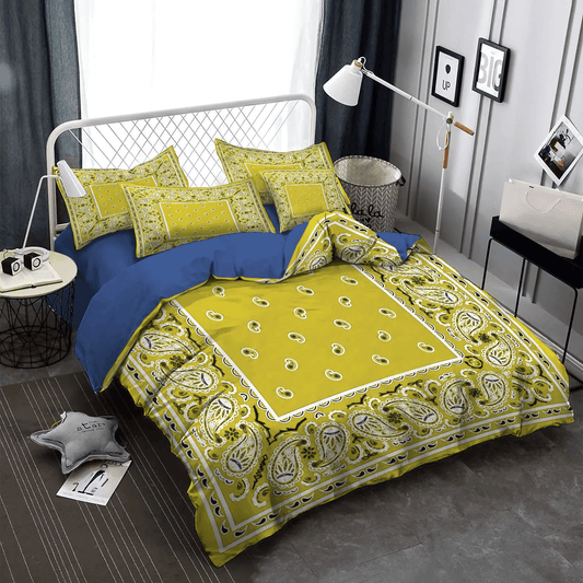 Bandana Bedding set, Horse Bandana Soft Duvet Cover Set, Sunshine Yellow Bandana Otpm B DNT Bedding Set, Gifts for Bandana