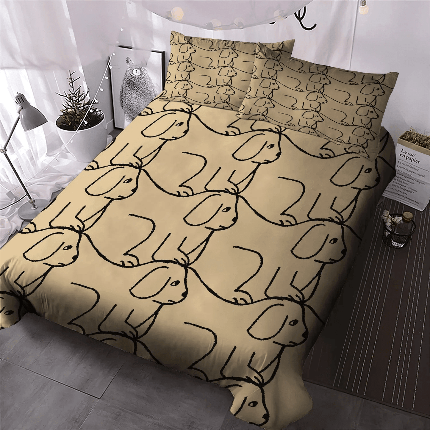 Chibi Dog Chibi Dog Chibi Dog Chibi Dog Queen Size Bedding Set, Doggo Soft Duvet Cover Set, Dog Bedding set, Dog Bedding Set, Gifts for Dog