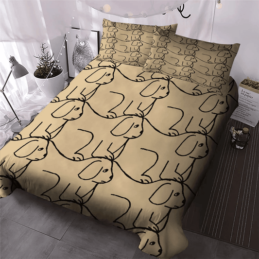 Chibi Dog Chibi Dog Chibi Dog Chibi Dog Queen Size Bedding Set, Doggo Soft Duvet Cover Set, Dog Bedding set, Dog Bedding Set, Gifts for Dog