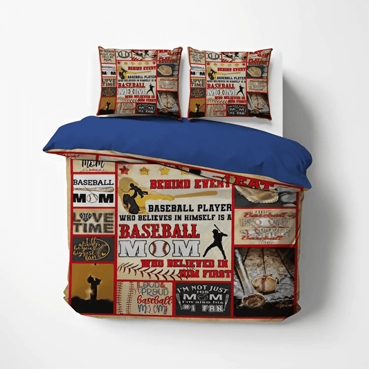 Baseball Soft Duvet Cover Set, Mother Queen Size Bedding Set, Baseball Lovers King Size Bedding Set, Proud Baseball Mom Bedding Set, Gifts for Mother