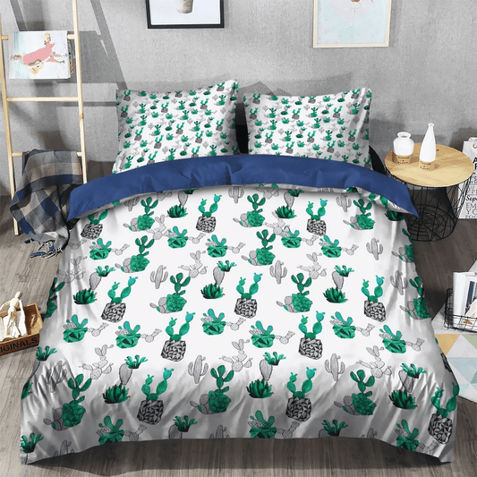 Catcus Funny Cat Queen Size Bedding Set, Funny Cactus King Size Bedding Set, Cactus Pun Soft Duvet Cover Set, Cactus Bedding Set, Gifts for Cactus