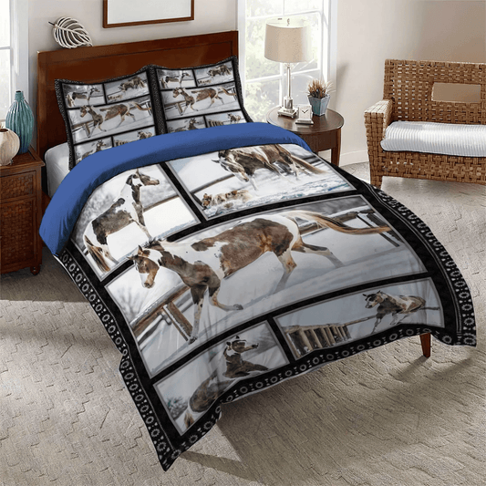 Galloping Horse King Size Bedding Set, Horse Running Soft Duvet Cover Set, Horse Queen Size Bedding Set, Horse Happy Life Bedding Set, Gifts for Horse
