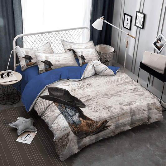 Golden Cowboys Bedding set, Cowboy Queen Size Bedding Set, Horse Lover Soft Duvet Cover Set, Cowboy Boot Bedding Set, Gifts for Cowboy
