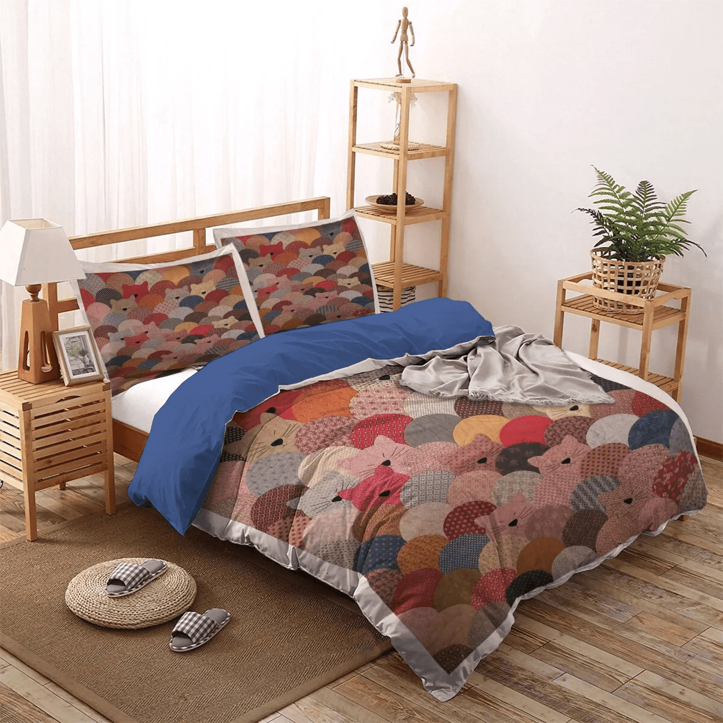 Cat Tracks King Size Bedding Set, Cat Paw Soft Duvet Cover Set, Cat Bedding set, Cat Bedding Set, Gifts for Cat