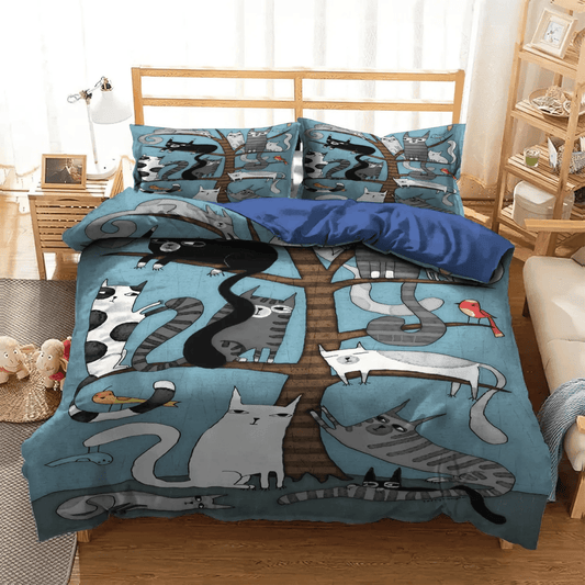 Cat Bedding set, Cat Tracks Soft Duvet Cover Set, Cat Paw Queen Size Bedding Set, Cat Bedding Set, Gifts for Cat