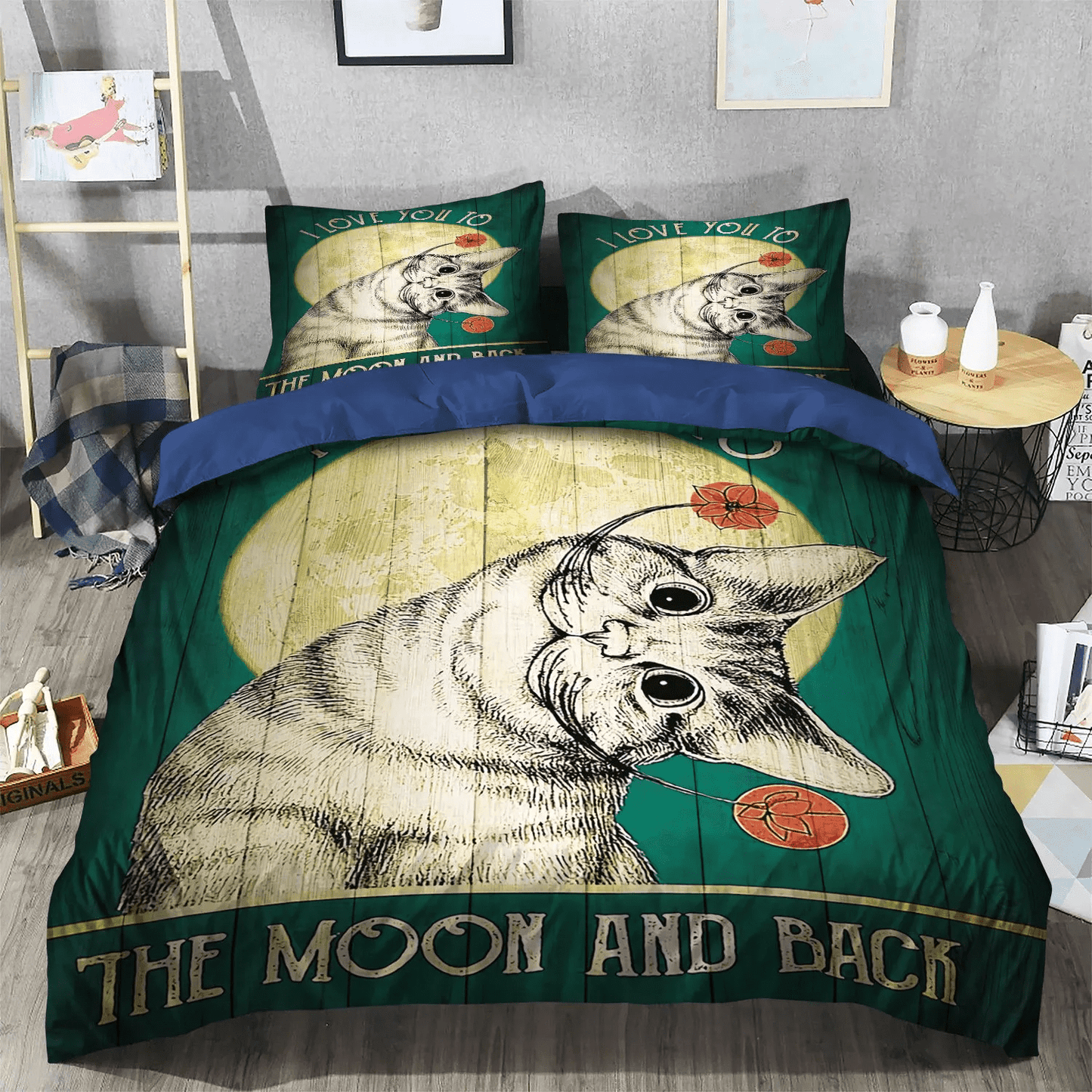 Cat Soft Duvet Cover Set, Cat Paw Bedding set, Track King Size Bedding Set, Cat Tracks Soft Duvet Cover Set, Gifts for Track