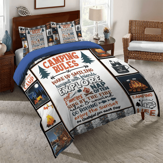 Camping Matching Soft Duvet Cover Set, Camping Queen Size Bedding Set, Camping A Awesome BNI Bedding Set, Gifts for Camping