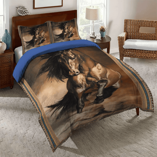 Galloping Horse Bedding set, Horse Soft Duvet Cover Set, Animal Collection Queen Size Bedding Set, Horse Animal Bedding Set, Gifts for Horse