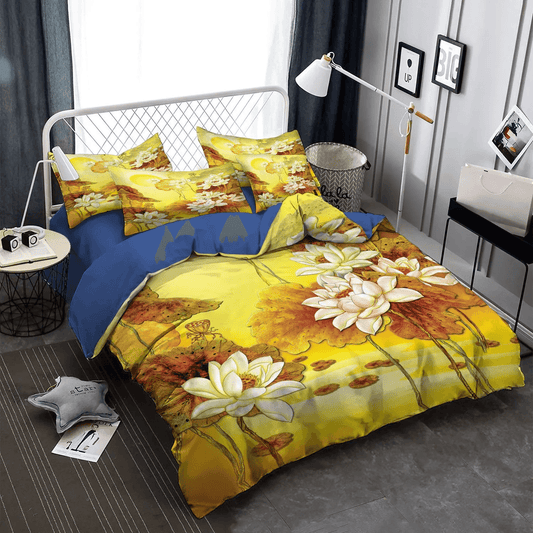 Giraffe Wordings Soft Duvet Cover Set, The Lotus Giraffe Queen Size Bedding Set, Yoga Lotus Bedding set, Lotus Bedding Set, Gifts for Lotus