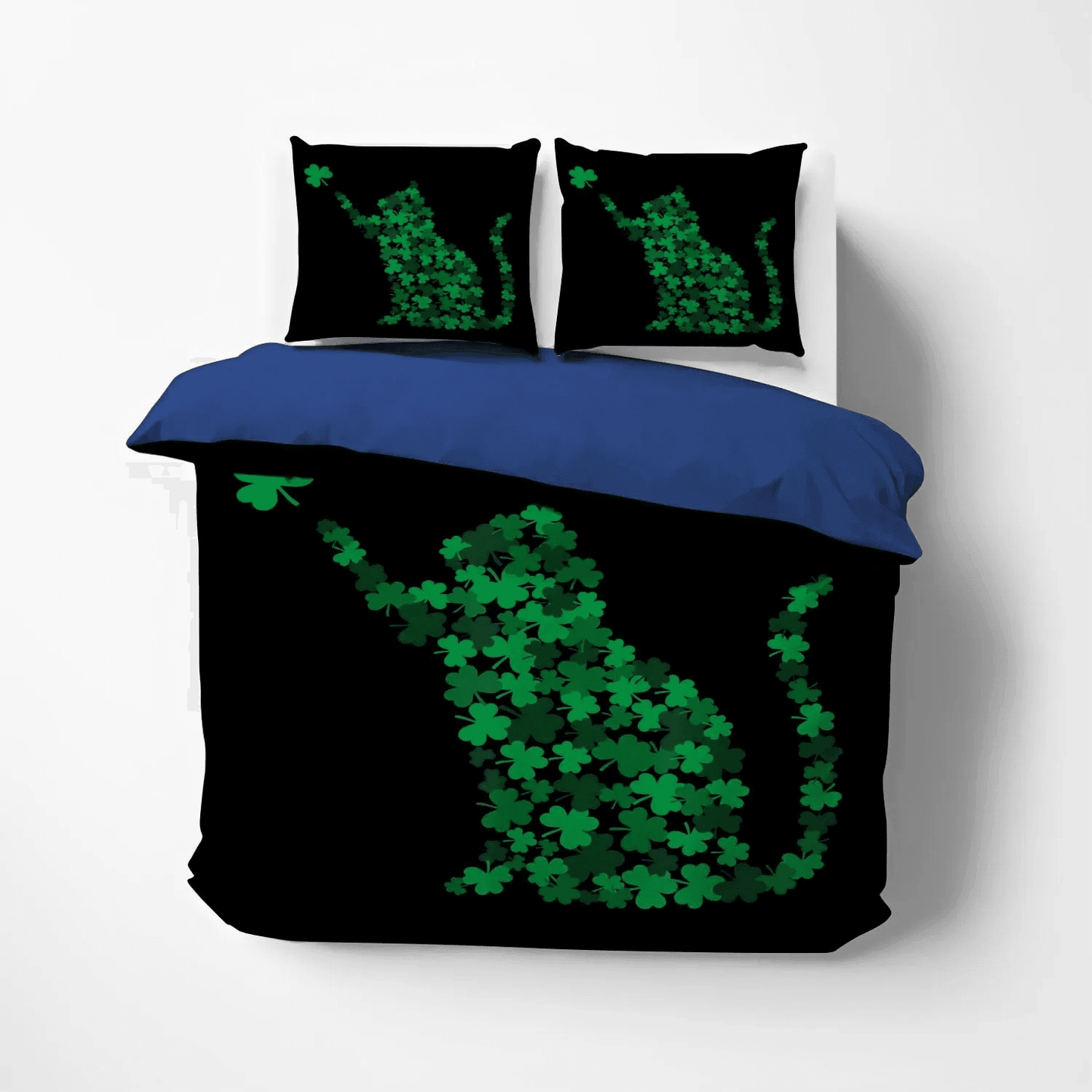 A Hearty Collection Of Saints King Size Bedding Set, Saint Soft Duvet Cover Set, Happy Saint Patrick Day Shamrock Cat Bedding Set, Gifts for Shamrock