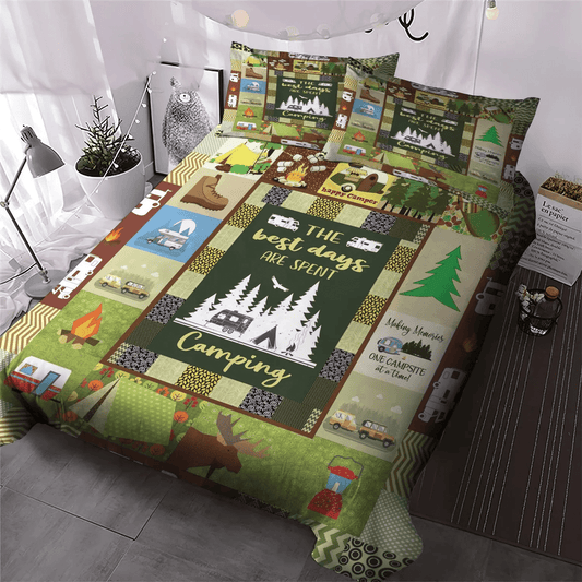 Camping Matching Queen Size Bedding Set, Family Camping Soft Duvet Cover Set, Camping Bedding Set, Gifts for Camping