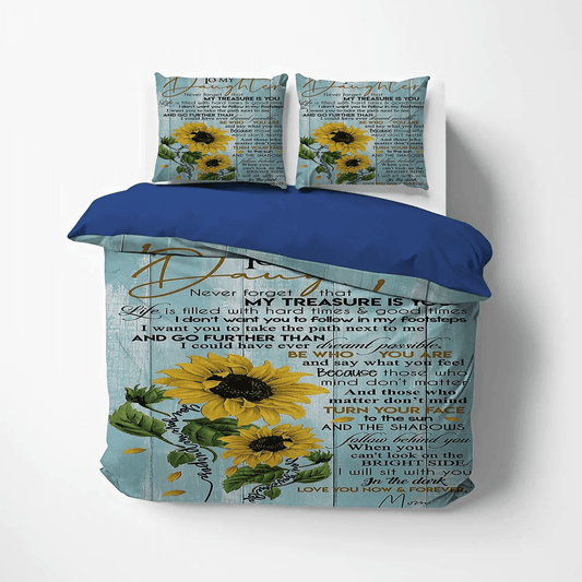 Personalized 3-piece Duvet Cover Bedding Set  Mother Mother Band King Size Bedding Set, Mother Queen Size Bedding Set, Sunflower To My Daughter Forever Mom NHM Bedding Set, Gifts for Mother
