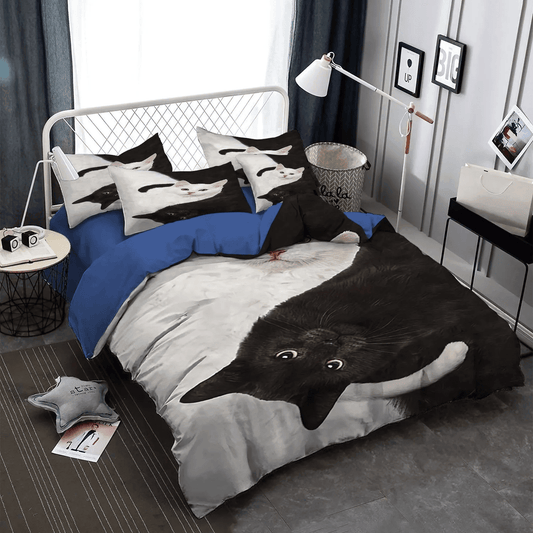 Cat Paw Soft Duvet Cover Set, Cat Tracks Bedding set, Cat King Size Bedding Set, Cats Bedding Set, Gifts for Cat