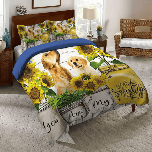 Golden Retriever Queen Size Bedding Set, Golden Retrieve Mom Soft Duvet Cover Set, Golden Retriever You Are My Bedding Set, Gifts for Golden Retriever