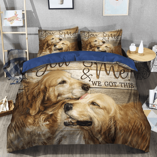 Golden Retrieve Mom Soft Duvet Cover Set, Golden Retriever King Size Bedding Set, Golden Retriever Couple Bedding Set, Gifts for Golden Retriever