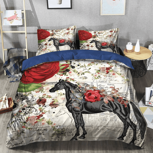 Galloping Horse Bedding set, Horse Running Soft Duvet Cover Set, Horse In Motion Queen Size Bedding Set, Horse Bedding Set, Gifts for Horse