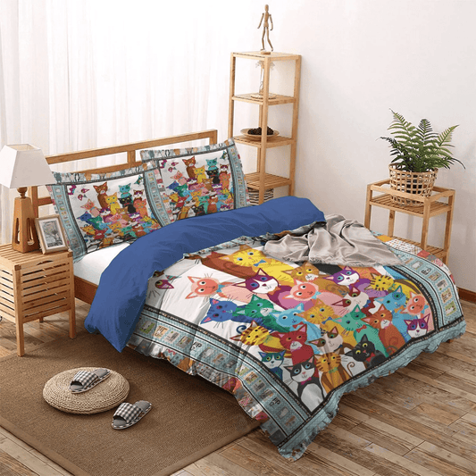 Cat Bedding set, Cat Paw Soft Duvet Cover Set, Cat Tracks King Size Bedding Set, Play With Cats Bedding Set, Gifts for Cat