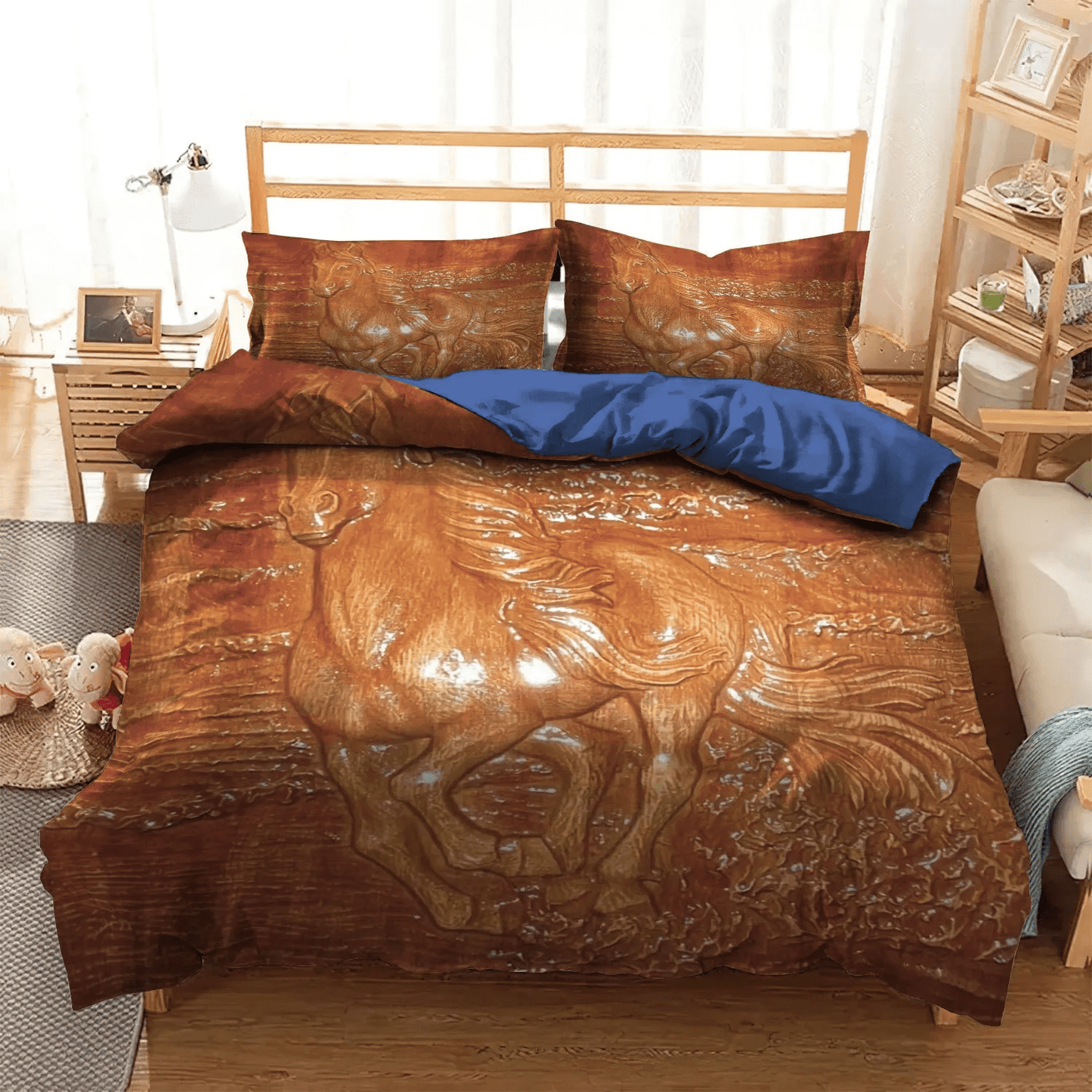 Abstract Horse Soft Duvet Cover Set, Horse Running Queen Size Bedding Set, Horse Bedding set, Beautiful Horse Bedding Set, Gifts for Horse