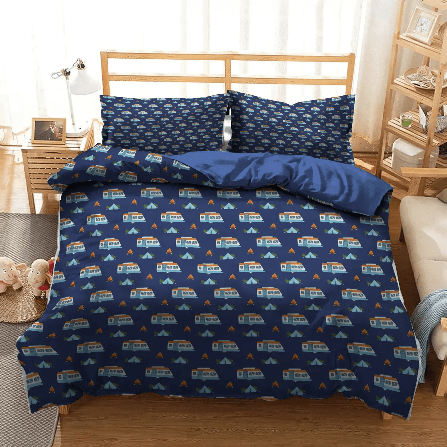 Camper Bedding set, The Sassy Camper Hologra Soft Duvet Cover Set, Camper Pattern Camping No Bedding Set, Gifts for Camping