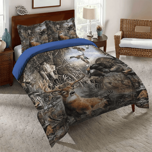 A Righteous Man Goes Hunting Soft Duvet Cover Set, Dear Deer Stag Head Bedding set, Deer Hunting Bedding Set, Gifts for Hunting