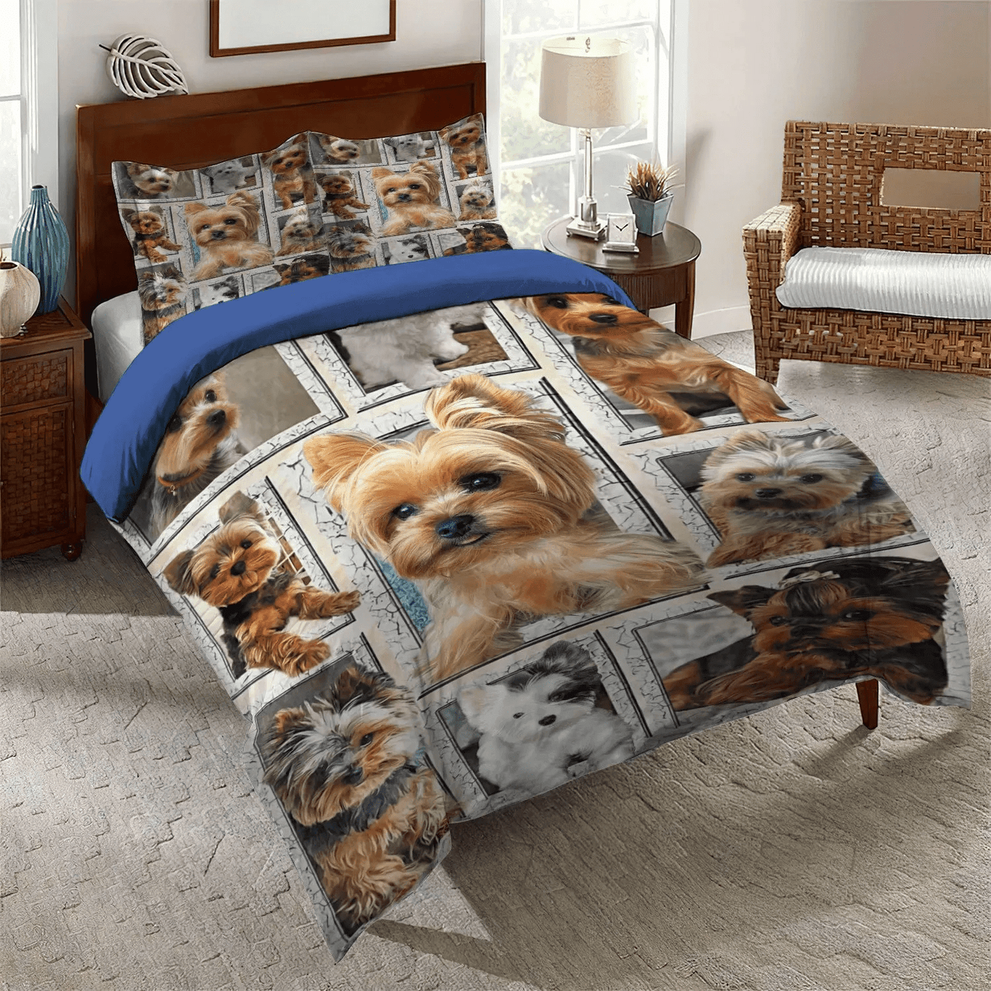 Great Comet Square Soft Duvet Cover Set, Yorkshire Terrier Mom Queen Size Bedding Set, Yorkshire Break Square Bedding Set, Gifts for Square