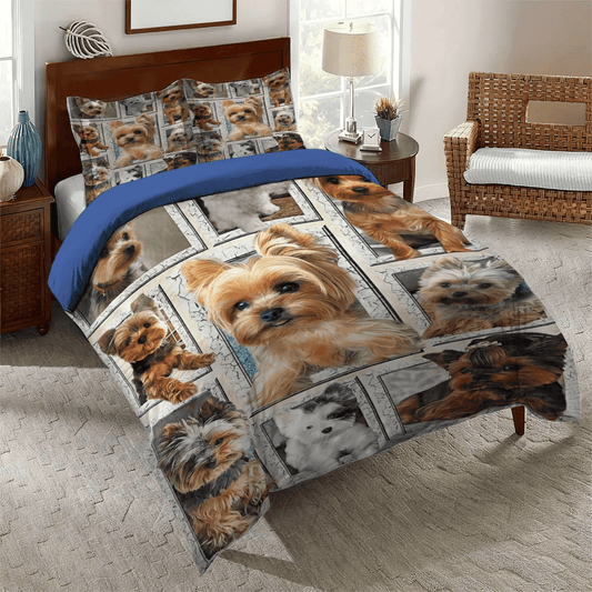 Great Comet Square Soft Duvet Cover Set, Yorkshire Terrier Mom Queen Size Bedding Set, Yorkshire Break Square Bedding Set, Gifts for Square