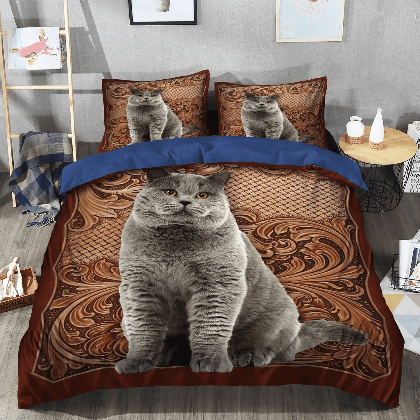 Cat Paw Bedding set, Cat Queen Size Bedding Set, Cat Tracks Soft Duvet Cover Set, Cat Bedding Set, Gifts for Cat