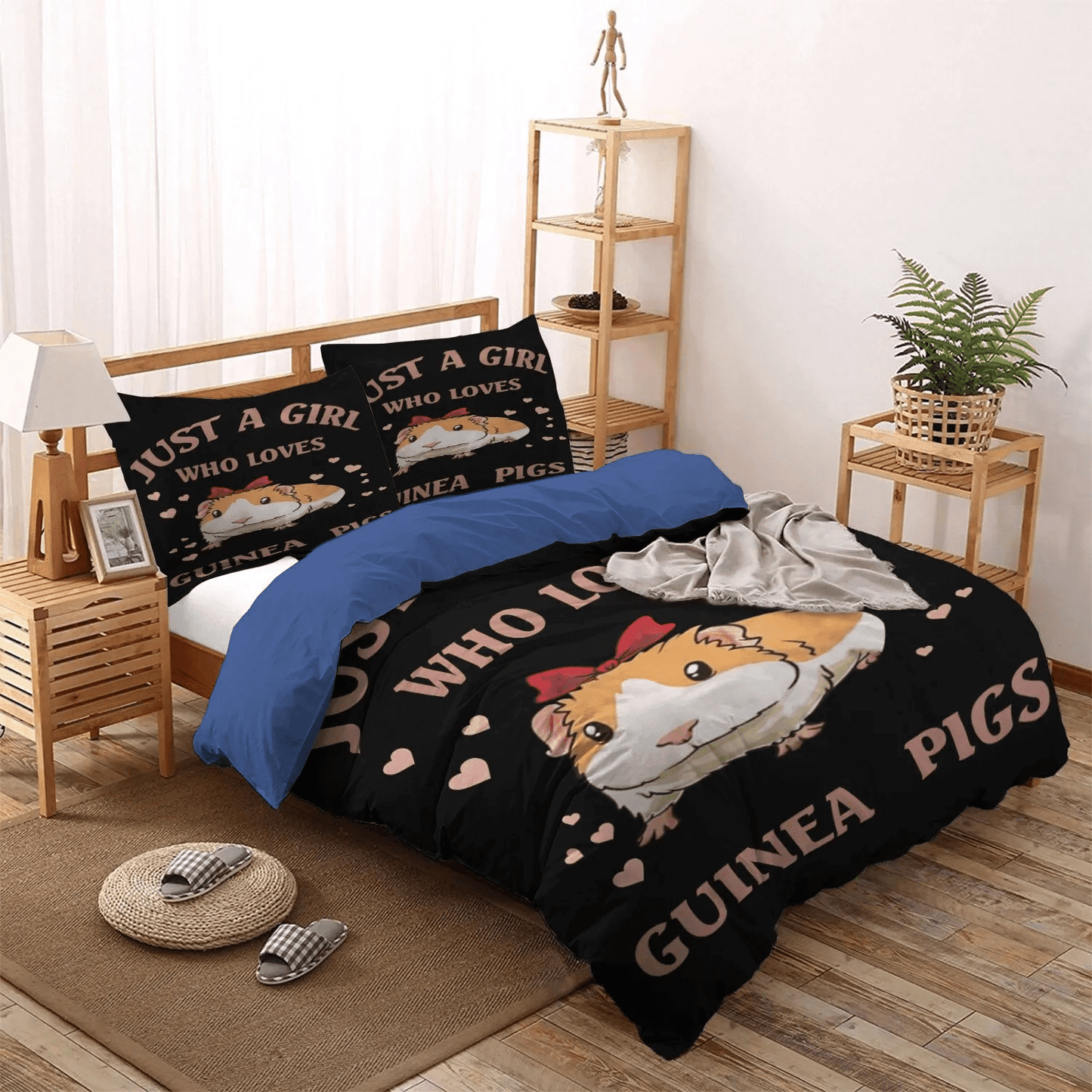 Book Guinea Pig Queen Size Bedding Set, Guinea Pig Soft Duvet Cover Set, Guinea Pigs Just Girl Bedding Set, Gifts for Guinea Pig