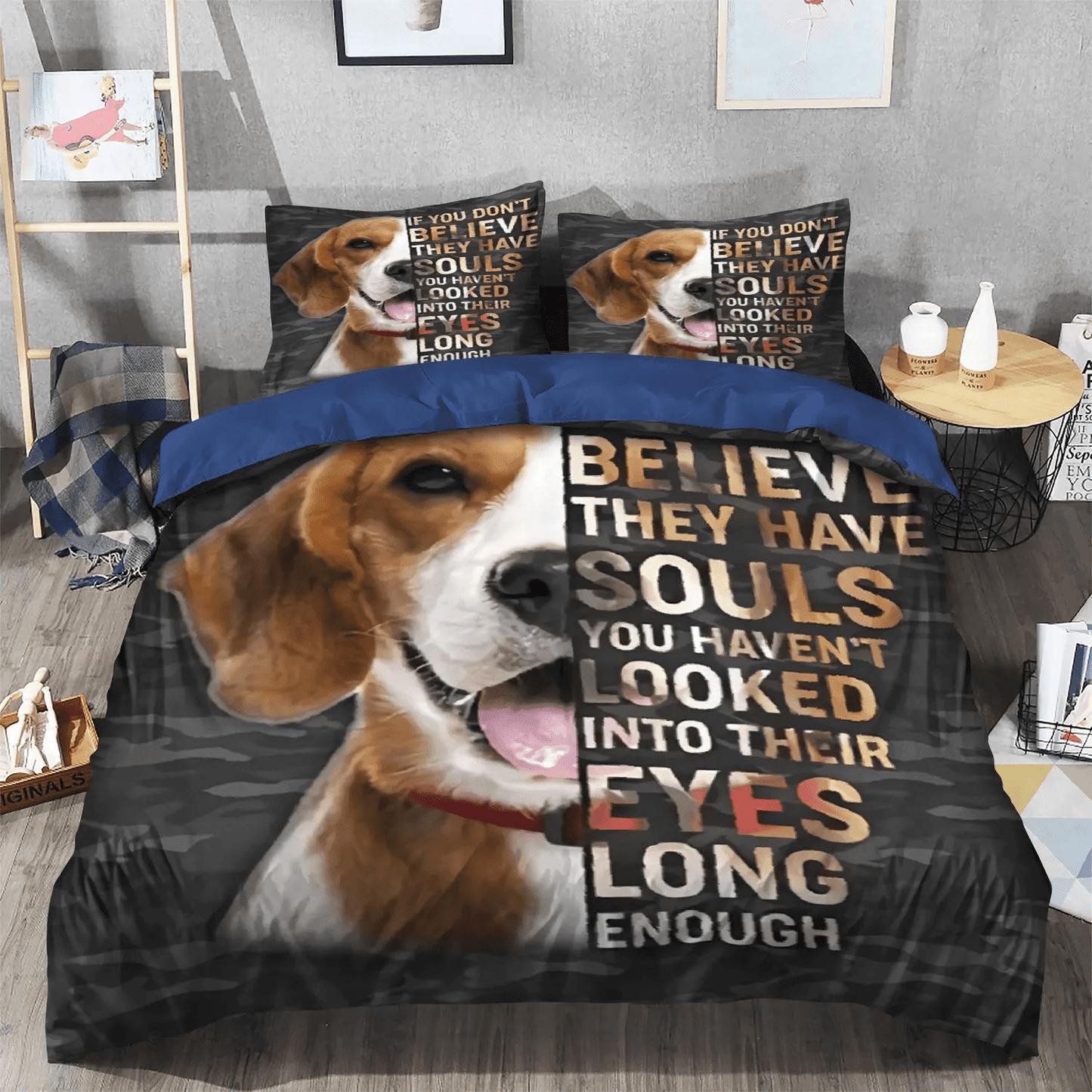 Chibi Dog Chibi Dog Chibi Dog Chibi Dog Soft Duvet Cover Set, Personalized Name Beagle Puppies Dog Bedding Set, Gifts for Dog