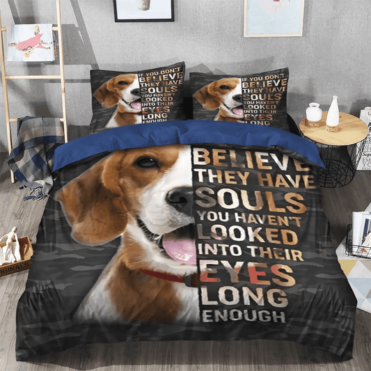 Chibi Dog Chibi Dog Chibi Dog Chibi Dog Soft Duvet Cover Set, Personalized Name Beagle Puppies Dog Bedding Set, Gifts for Dog