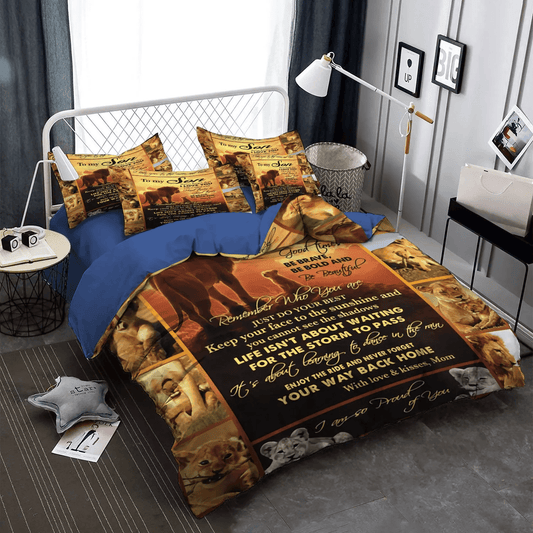 Funny Son King Size Bedding Set, Mother Mother Soft Duvet Cover Set, Son Bedding set, To My Daughter Son Mom Bedding Set, Gifts for Son