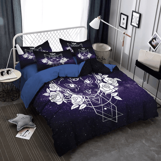 Cat Paw Bedding set, Cat King Size Bedding Set, Cat Tracks Soft Duvet Cover Set, Witchy Cat LTTL Bedding Set, Gifts for Cat