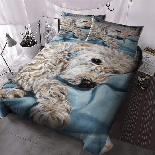 Fox Terrier Dog Lover King Size Bedding Set, Terrier Soft Duvet Cover Set, Wheaten Terrier Bedding Set, Gifts for Terrier
