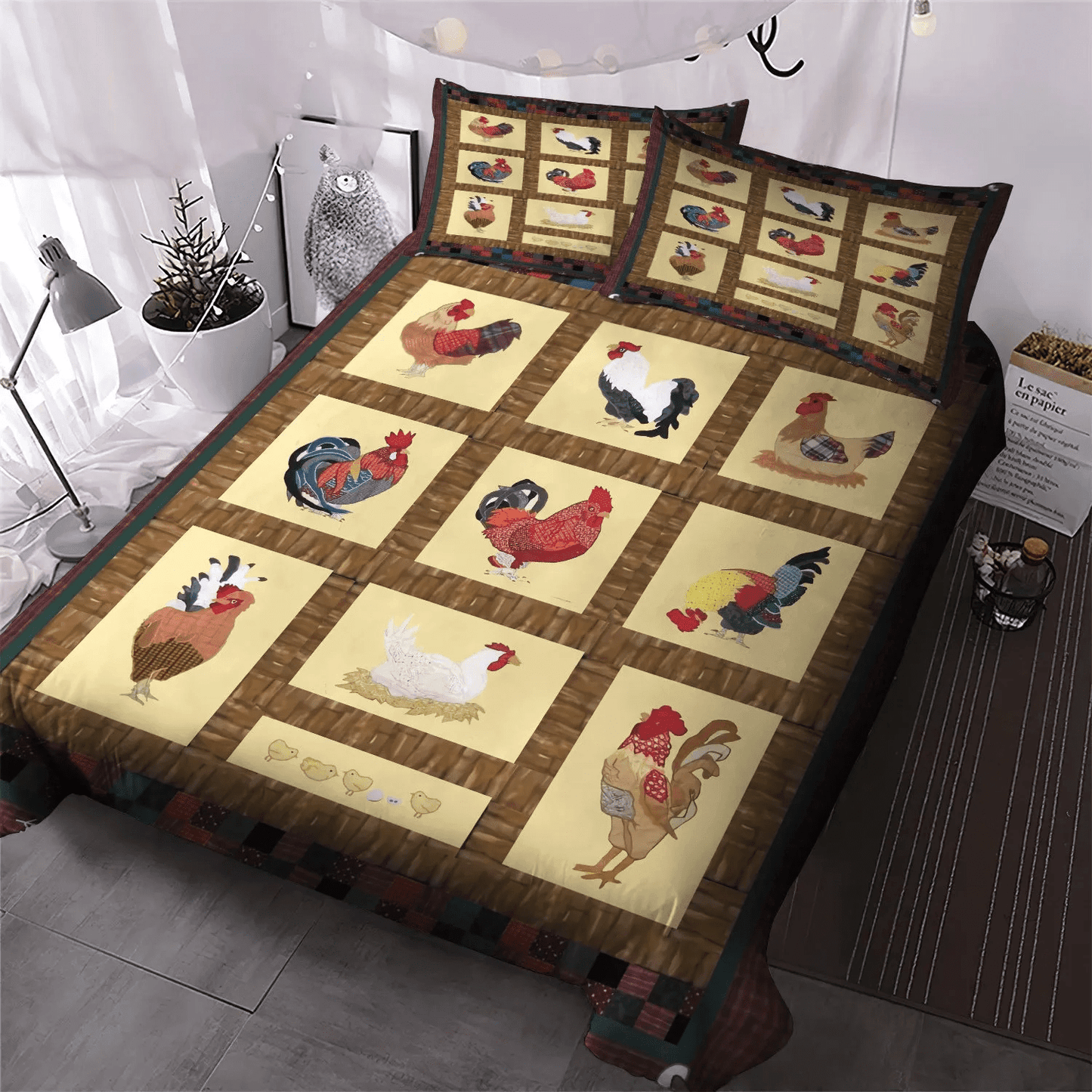 Cute Chicken Bedding set, Chicken Mom Soft Duvet Cover Set, Chicken Farmer King Size Bedding Set, Chicken Bedding Set, Gifts for Chicken
