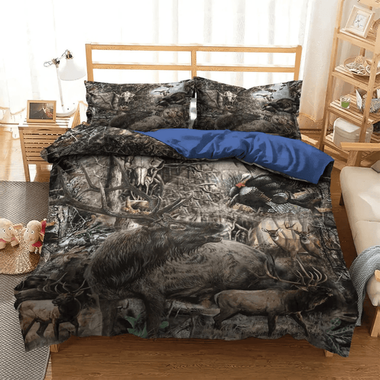 A Righteous Man Goes Hunting Soft Duvet Cover Set, Funny Hunting King Size Bedding Set, Elk Bedding set, Hunting ELK Bedding Set, Gifts for Hunting