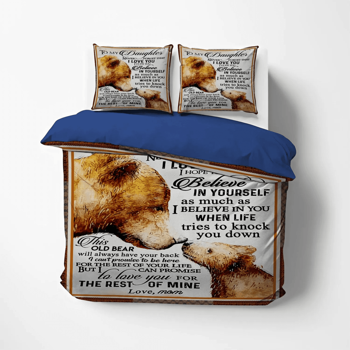 Bear Soft Duvet Cover Set, Daughter King Size Bedding Set, Baby Bear Bedding set, Bear To My Daughter Bedding Set, Gifts for Daughter