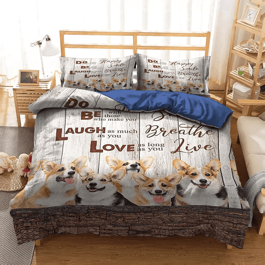 Funny Corgi Watercolor Soft Duvet Cover Set, Corgi Artistic Bedding set, Corgi Dog CBPT Bedding Set, Gifts for Corgi