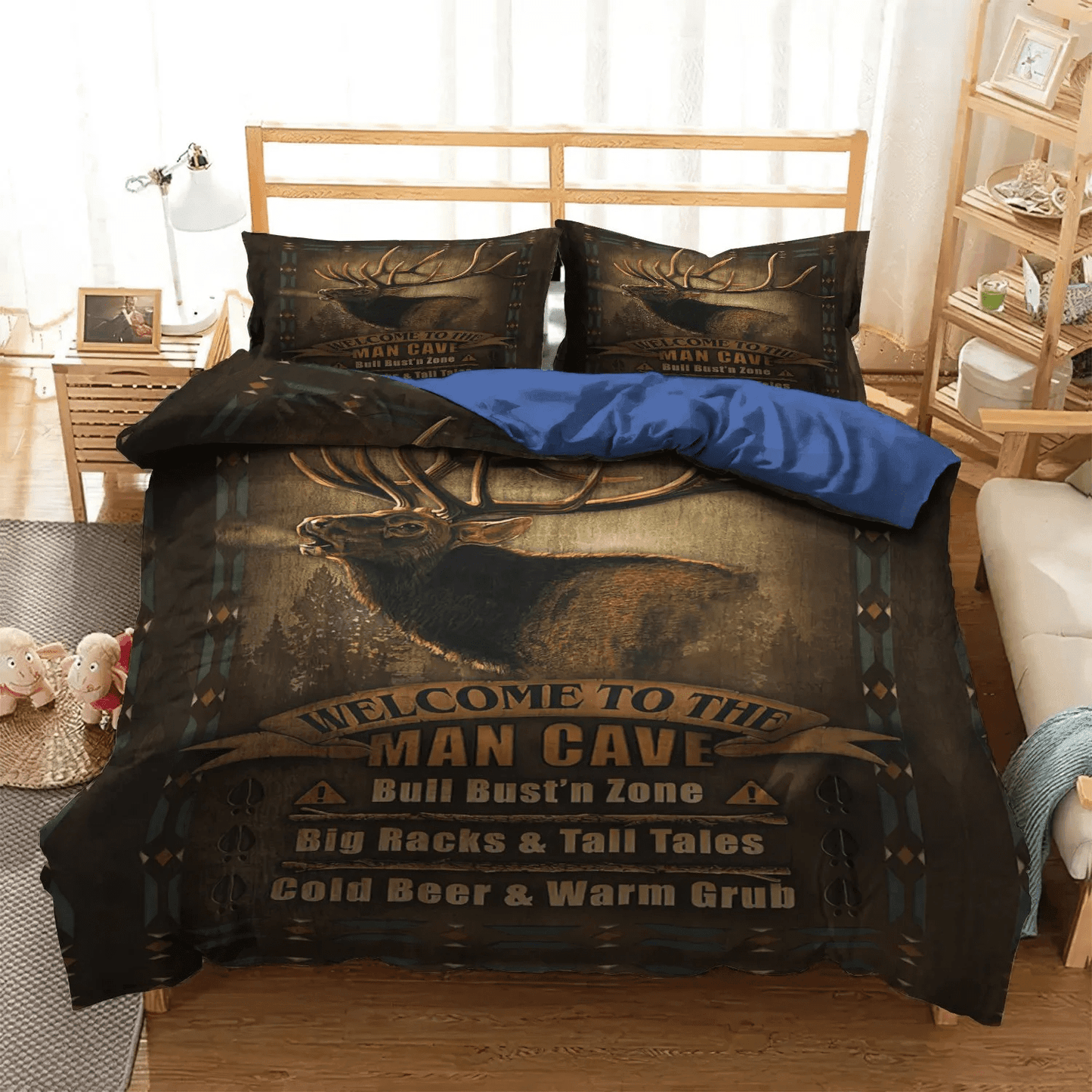 A Righteous Man Goes Hunting Soft Duvet Cover Set, Deer King Size Bedding Set, Deer Hunting Bedding Set, Gifts for Hunting