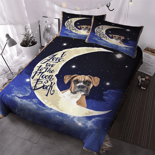 Cute Sleeping Chibi Dog Queen Size Bedding Set, Boxer Soft Duvet Cover Set, Boxer Dog Bedding Set, Gifts for Dog